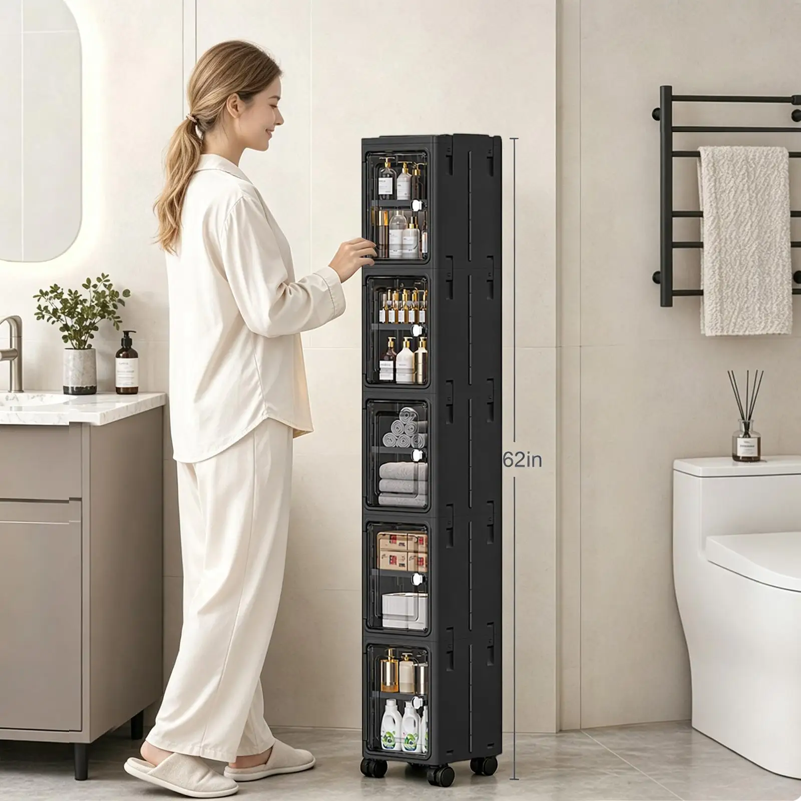 5-Tier Black Slim Narrow Rolli - đánh giá và giá Kitchen Appliances Cabinet